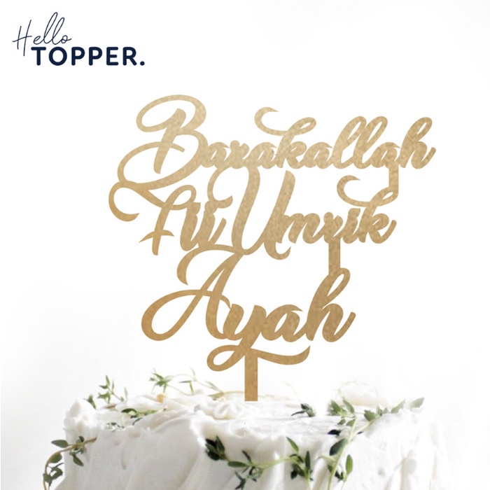 Topper Custom Cake Topper Barakallah Fii Umrik Ulang Tahun Hiasan Kue Acrylic
