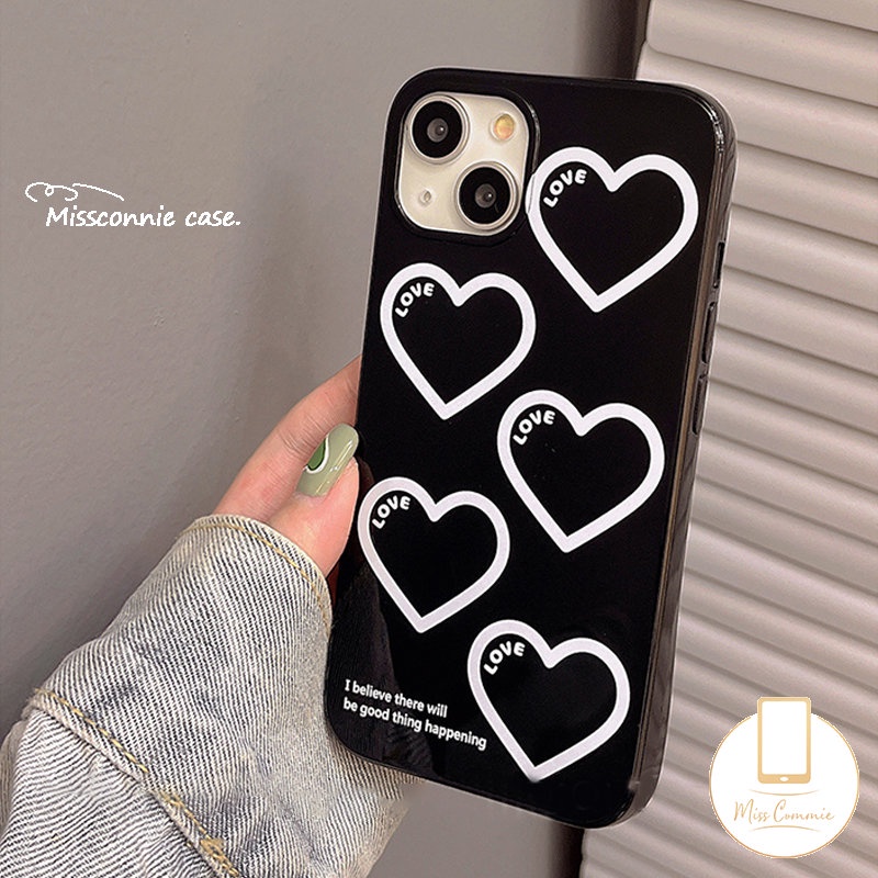 Casing Soft TPU Cover Kompatibel Untuk IPhone 7Plus 8Plus 11 Pro Max XR 14 13 12 Pro Max 7 8 Plus 14 Plus X XS Max SE 2020 Kartun Love Hati Glossy Halus Full Pelindung Casing Ponsel