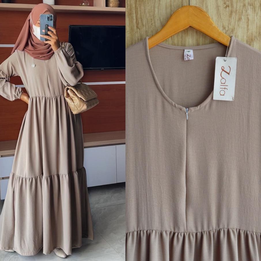 FLOWY dress by ZALFA OUTFIT / dress crincle / gamis polos