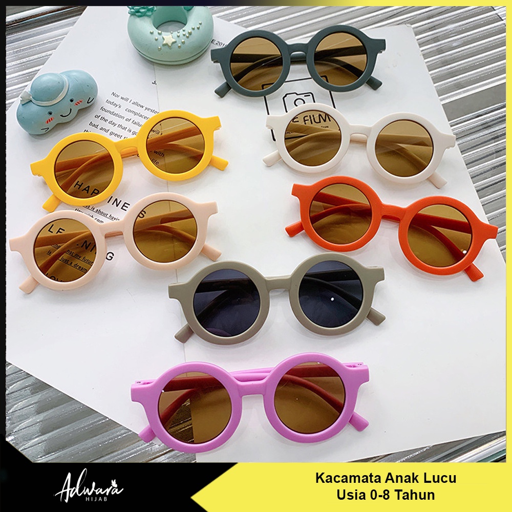 Kacamata Anak Lucu Usia 0-8 Tahun / Kacamata Fashion Balita Bulat Hitam UV Protection