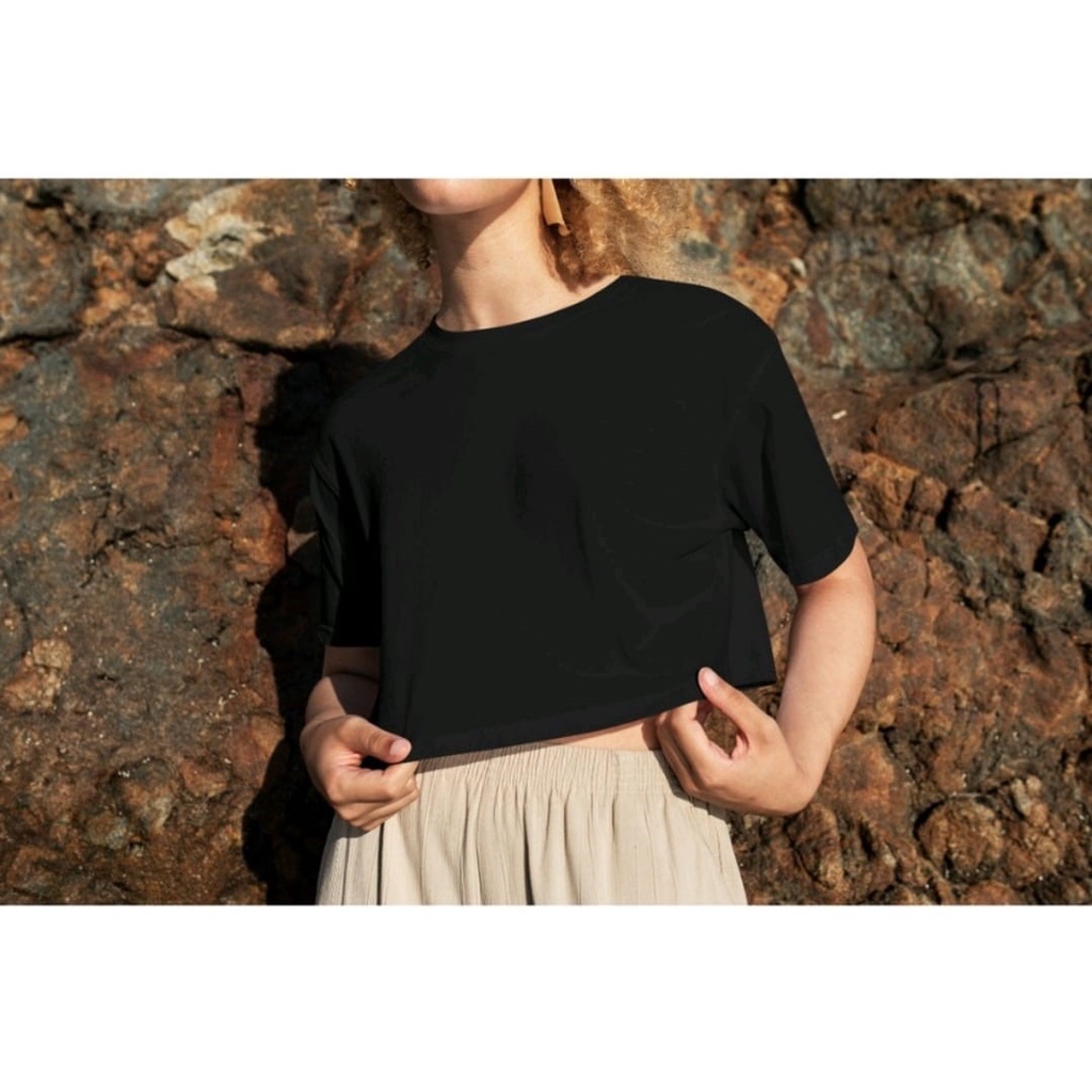 CROP TOP POLOS ONECK COTTON | BAJU KAOS TUMBLR CROP TEE TSHIRT KAOS KOREA