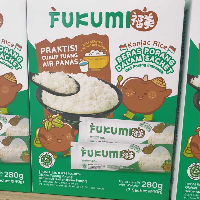 

Beras Fukumi Instan 280gr isi 7 sachet @40gr Nasi Konjac Porang Rice