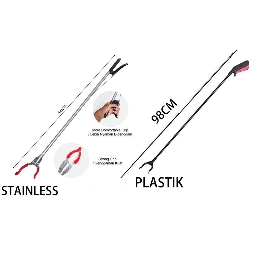 Grab Stick Silver Stainless &amp; grab stick plastik  / Alat Penjepit Sampah &amp; Penangkap Ular