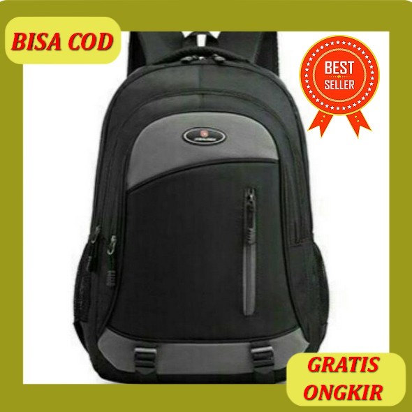 Tas Ransel Gunung Gendong Kuliah Backpack Punggung Laptop Serut Kanvas Kecil Jumbo Pria Hitam Polos 