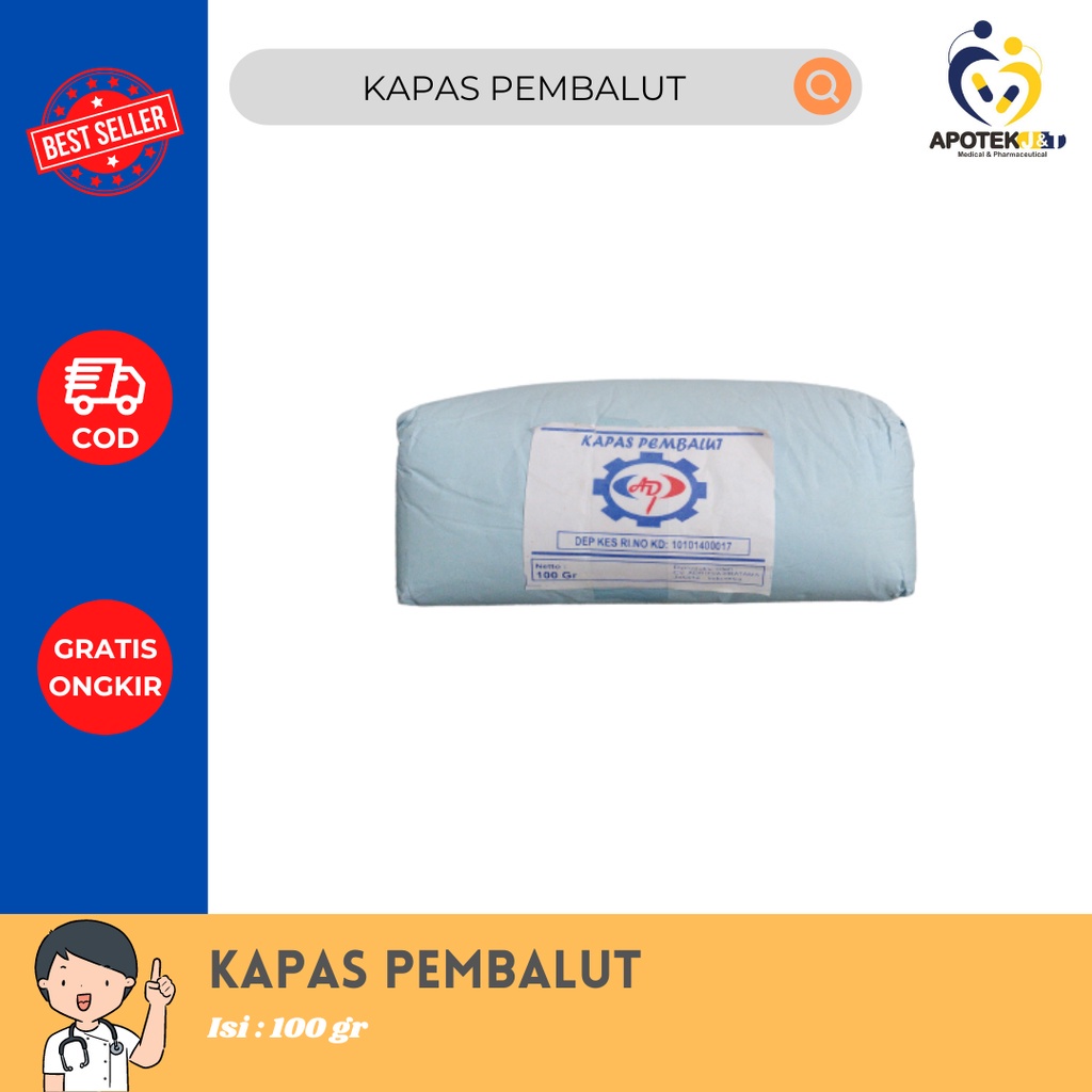 KAPAS PEMBALUT PUTIH 100 GR / KAPAS PEMBALUT LUKA / ALAT P3K