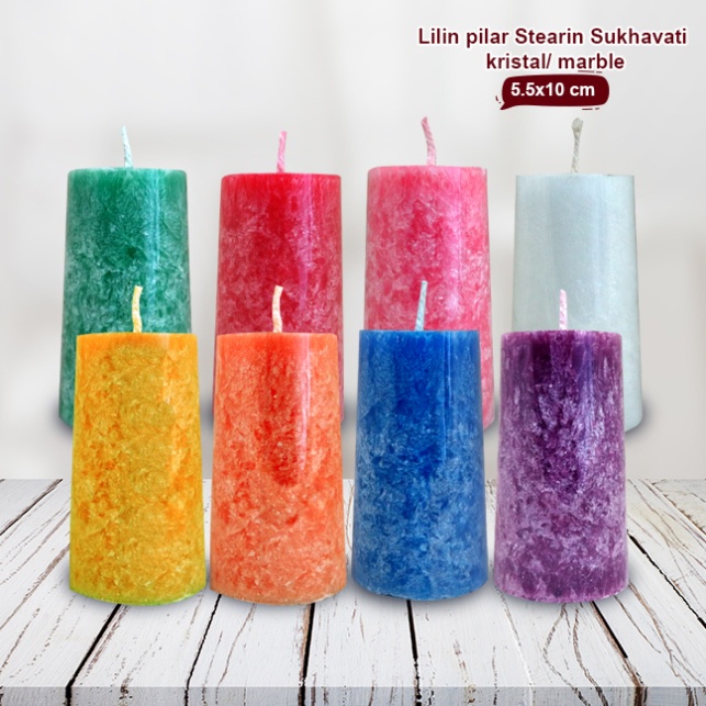 Lilin Stearin palm Candle Kristal Sukhavati Dekorasi Serbaguna 5.5x10