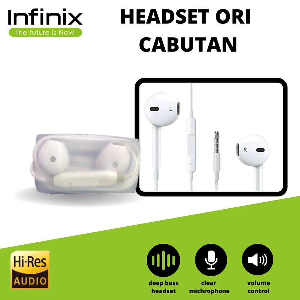 Headset Infinix Original Cabutan / Earphone Handsfree Copotan Infinik Ori100%