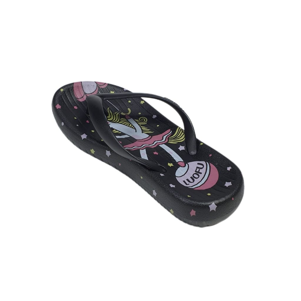 jelly sandal jepit anak cewek luofu sendal murah import E7202B-BK11