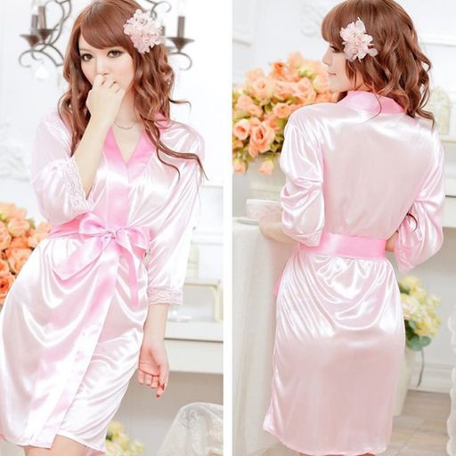 JT - PL019 Baju tidur Sexy Kimono Set lace bahan satin Import AsCalor Sutra piyama cod