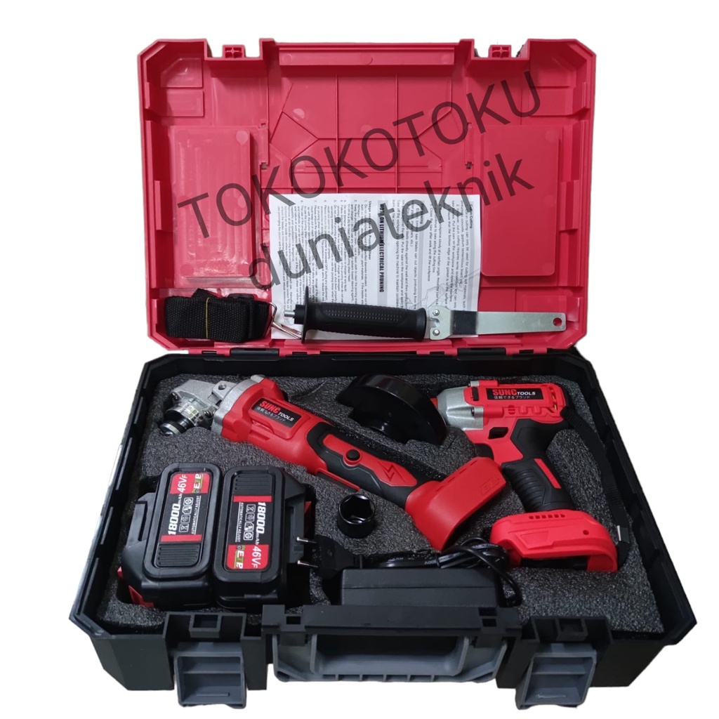 SUNC TOOLS Paket Mesin Gerinda + Impact Wrench Cordless Brushless 46Vf / Nagawa