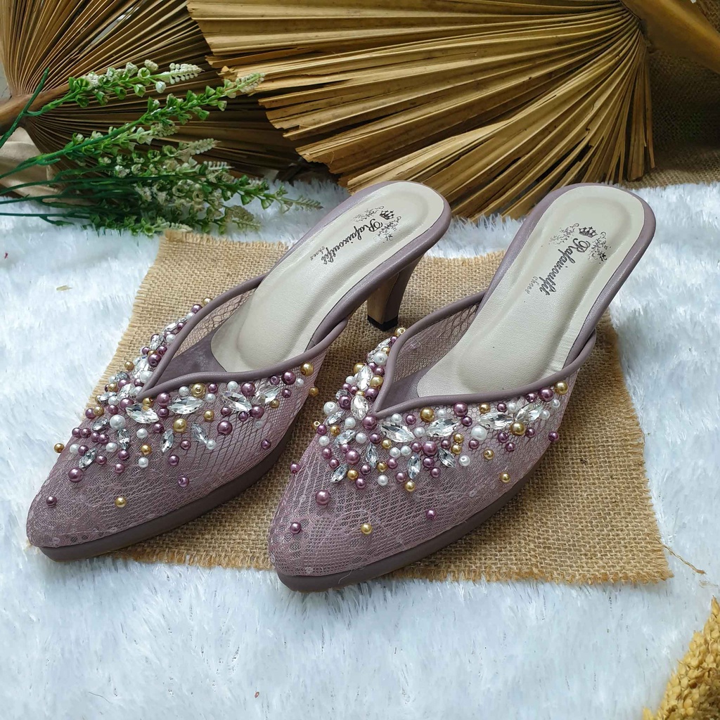 sepatu wedding warna mauve 7cm runcing