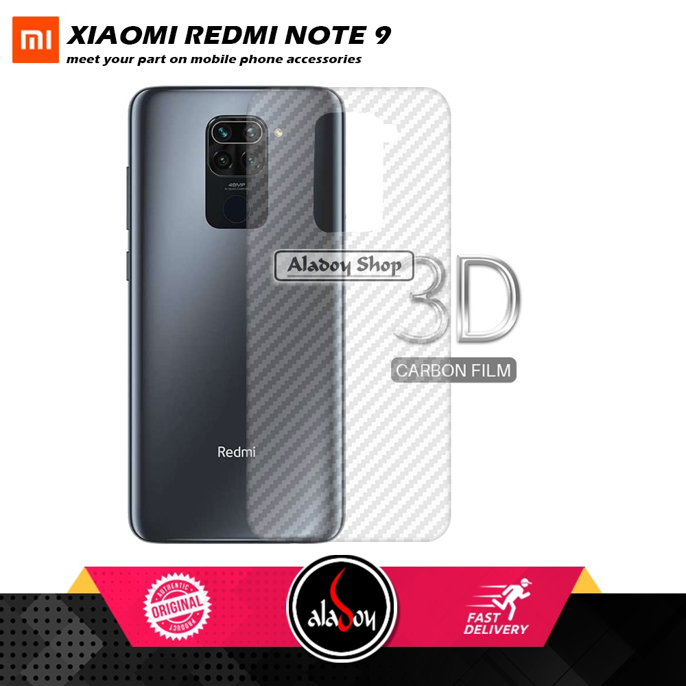 PAKET 3IN1 Anti Gores Blue Matte Anti Glare Xiaomi Redmi Note 9 + Tempered Glass Camera dan Skin Carbon