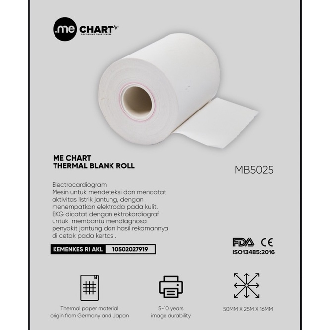 

Kertas Thermal Blank Roll 50mm x 25m x 16mm