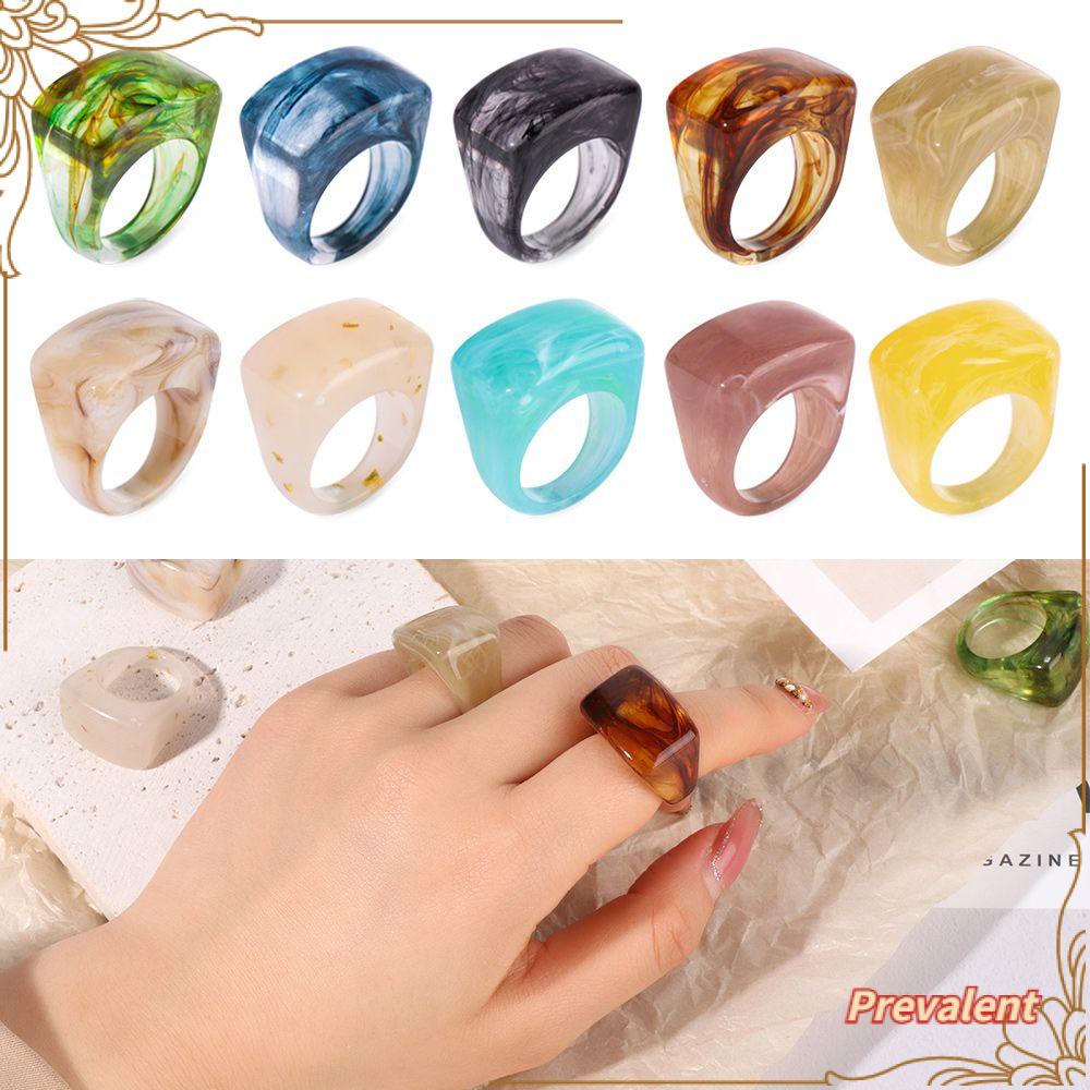 Preva Cincin Akrilik Fashion Perhiasan Akrilik Perhiasan Transparan Art Decor Motif Marmer