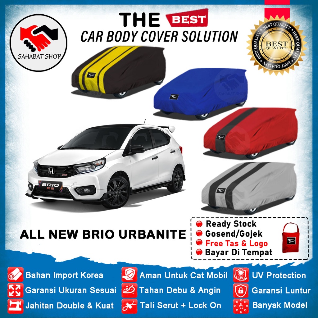 Sahabat Body Cover Mobil Brio / Sarung Penutup Honda All New Brio Urbanite Outdoor 2022 / Tutup Selimut Mantel Jas Pelindung Kerudung Terpal Pembungkus Kelambu Mantol Pelindung Mobil Brio Waterproof Anti Air Model Biru