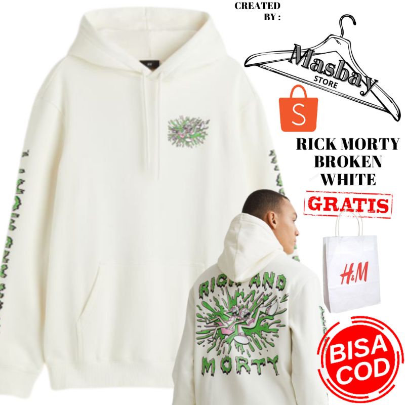 【COD】Hoodie HM Rick and Morty white free paper bag