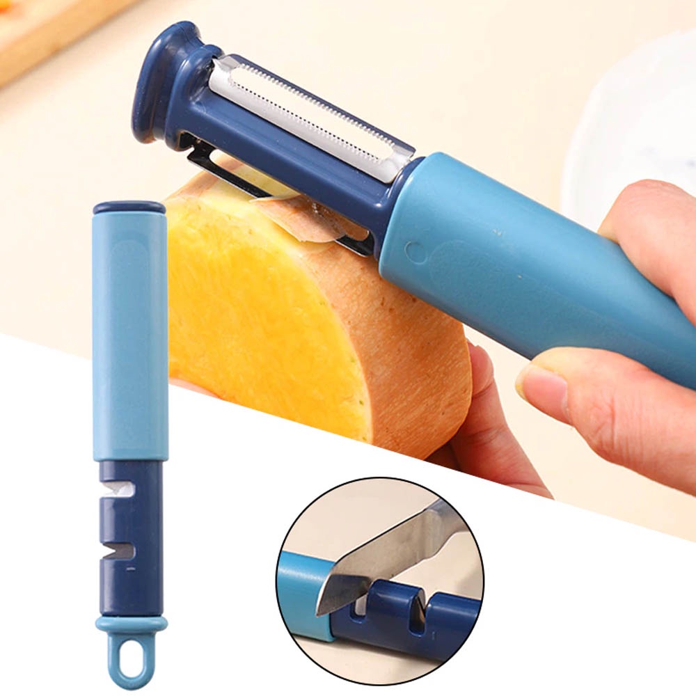 Kitchen Peeler 2 in 1 Pengasah Pisau + Pengupah Buah Sayuran Multifungsi