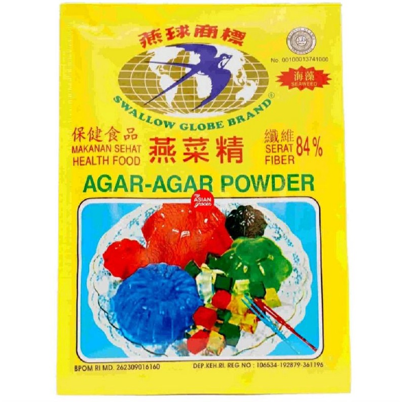 

agar agar swallow globe 1 sachet/7 gr ( putih/merah/hijau/coklat)