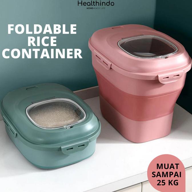 DISPENSER TEMPAT BERAS 25KG OTOMATIS LIPAT ANTI HAMA ANTI KUTU paling dicari