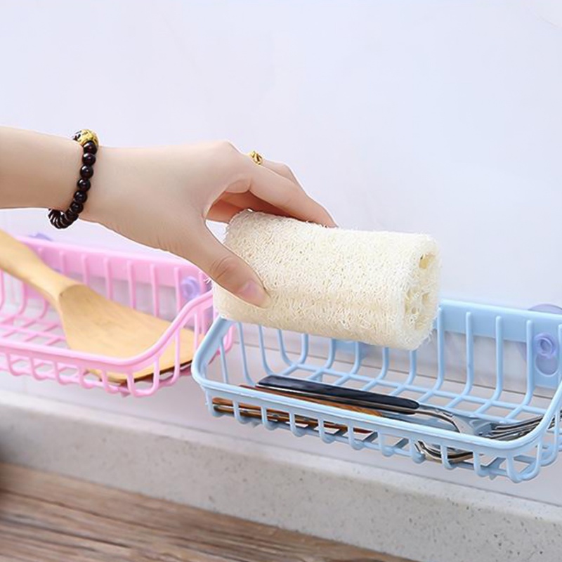 Sucker Self-Adhesive Kamar Mandi Dinding Bebas Punching Drainase Rak Penyimpanan Wastafel Dapur Saringan Keranjang Penyimpanan Peralatan Mandi Organisasi Berdiri Multifungsi