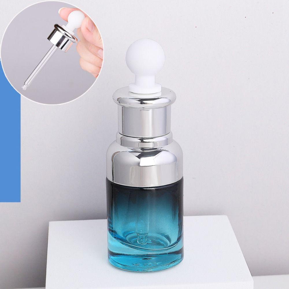 [Elegan] Botol Pipet Kaca Portable Biru Kuning Sample Vial Transparan Beauty Solon Wadah Cairan Kosmetik Massage Oil Bottle