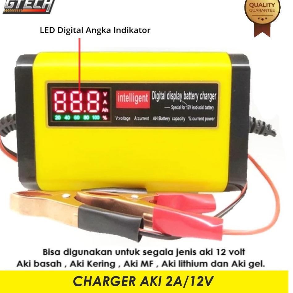 Super Populer Charger Aki Portable 2A/12V Mobil Motor Digital Display Casan Aki Alat Cas Aki Carger Aki