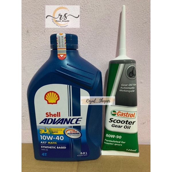 PAKET OLI SHELL AX7 MATIC SAE 10W-30 800 ML / SAE 10W-40 800 ML &amp; OLI SHELL GARDAN 120 ML ORIGINAL  Paket Oli Motor Beat Paket Oli Motor Vario Paket Oli Motor Matic termurah Paket Oli Motor Matic 110 termurah Paket Oli Matic 125cc termurah Original