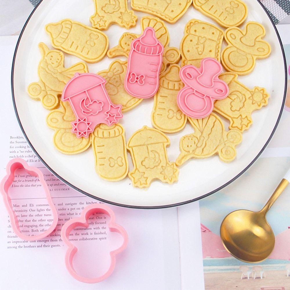 Solighter 6pcs/set 3D Tema Bayi Alat Kue Pastry Menghias Cetakan Kue Plunger Stroller Botol Susu