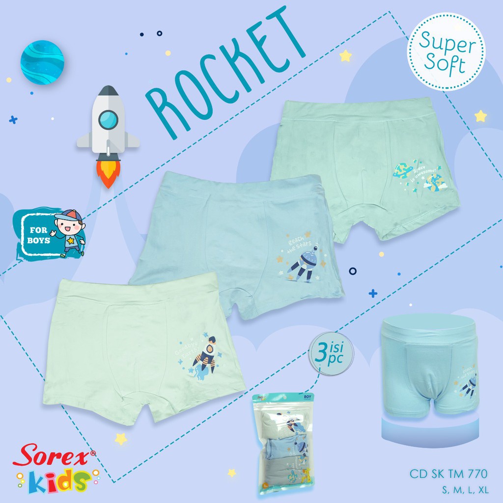 CD Boxer Anak Sorex Boys TM 751 770 990 | Celana Dalam Anak Laki Laki Super Soft | Bwr