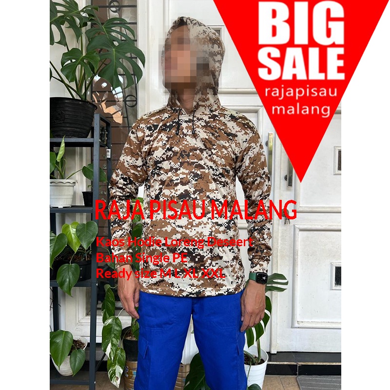 Kaos panjang hoodie loreng digital gurun/desert Bahan PE