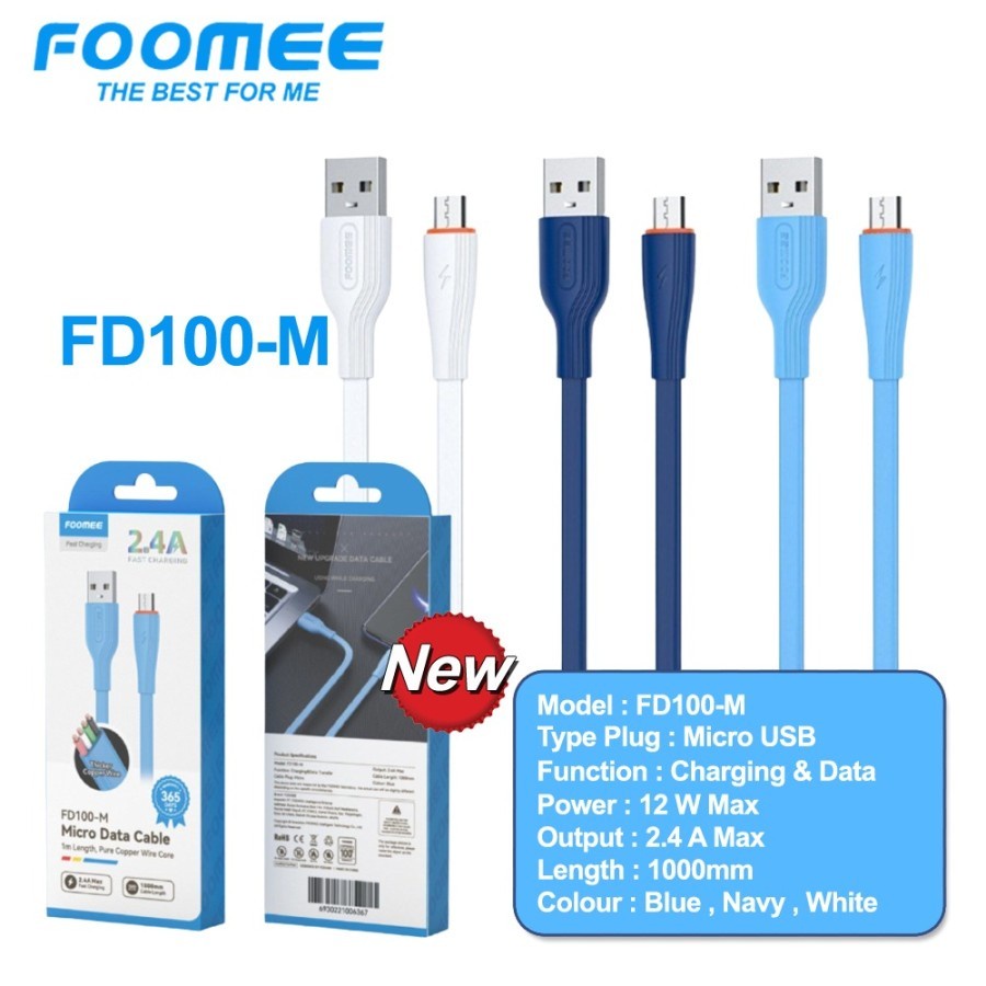 Trend-Kabel Micro USB Foomee FD100-M Cable Fast Charging 2.4A Tranfer Data