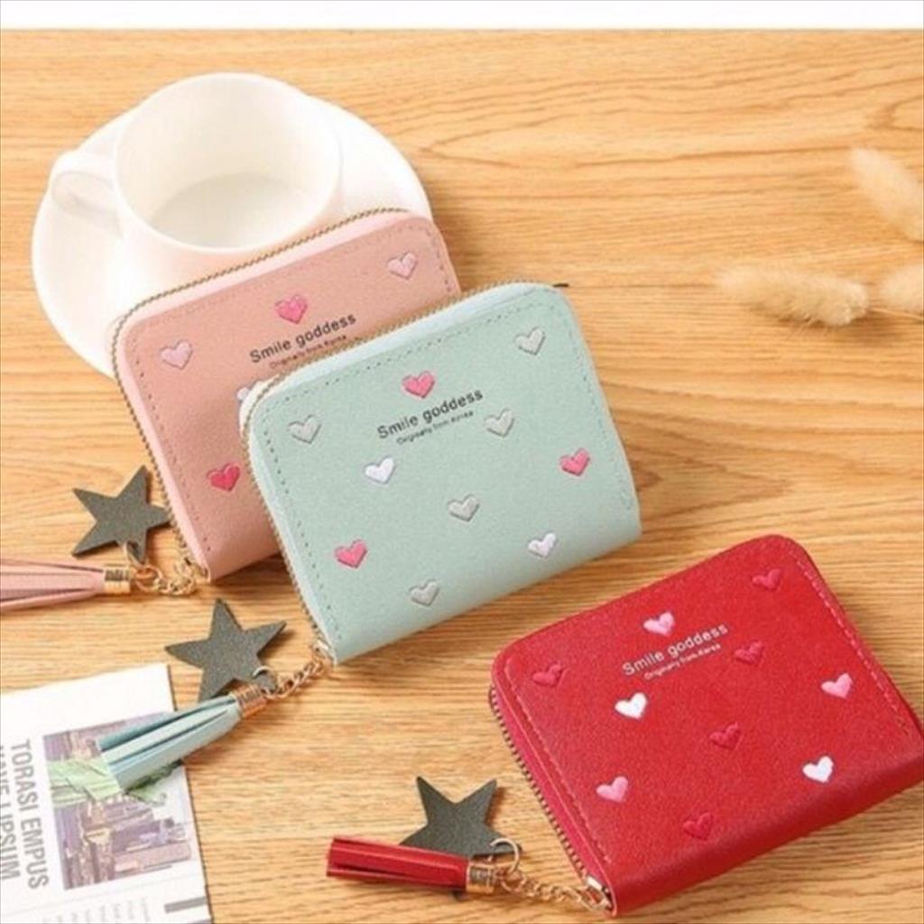 LS 056 - Dompet Lipat Mini Love Restfully Dompet Wanita Wallet Dompet Kartu Tipis Import Korea Fashion