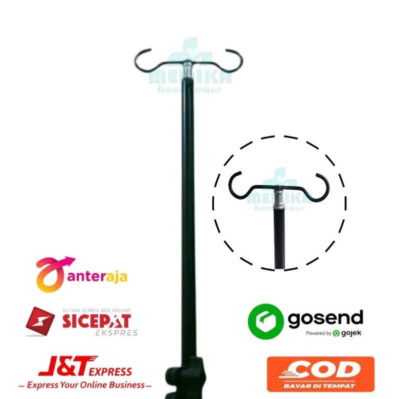 Tiang infus portable 2 gantungan beban kuat 2kg free Tas