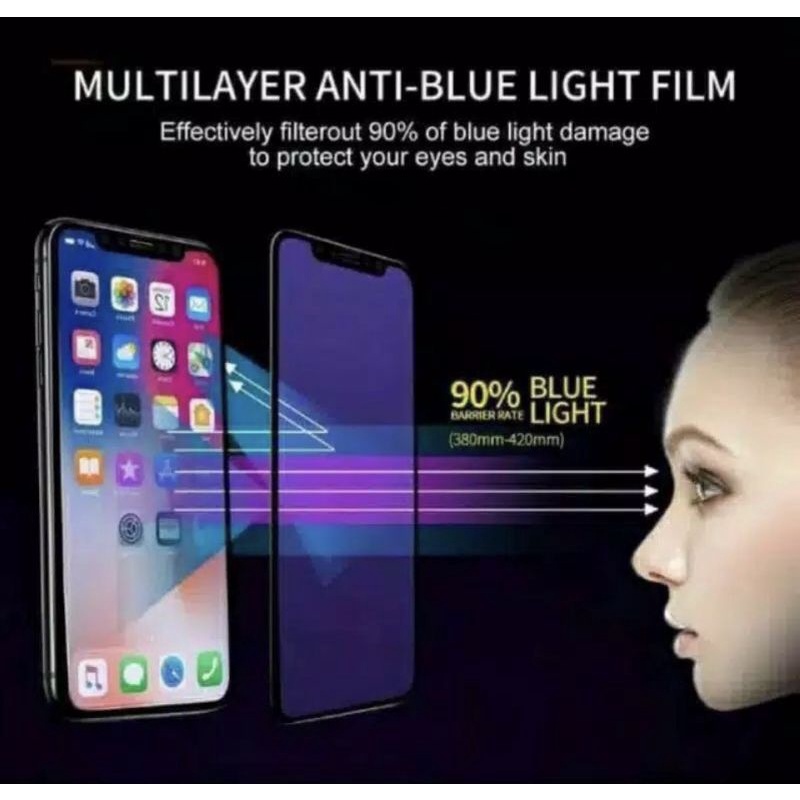 Tempered Glass Blue Light 10D Oppo A31 / A39 / A57 / A59 Lama / A75 Lama / A77 Lama / A79 Lama / A83 / A91 Full Layar/Anti Radiasi