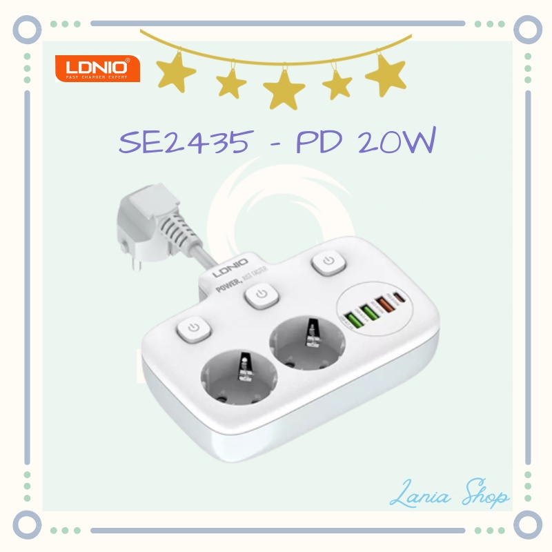 Colokan Listrik 2 Lubang dengan USB-A dan USB-C PD 20W