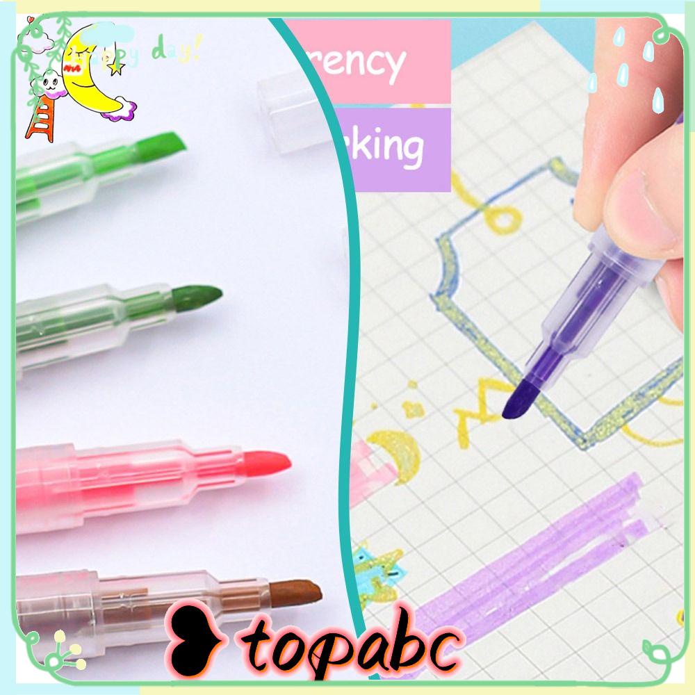 Top 6PCS/Set Stabilo Pena Set Kreatif Alat Tulis Sekolah Kantor Alat Menggambar Grafiti Warna Ganda Kepala Pena Warna