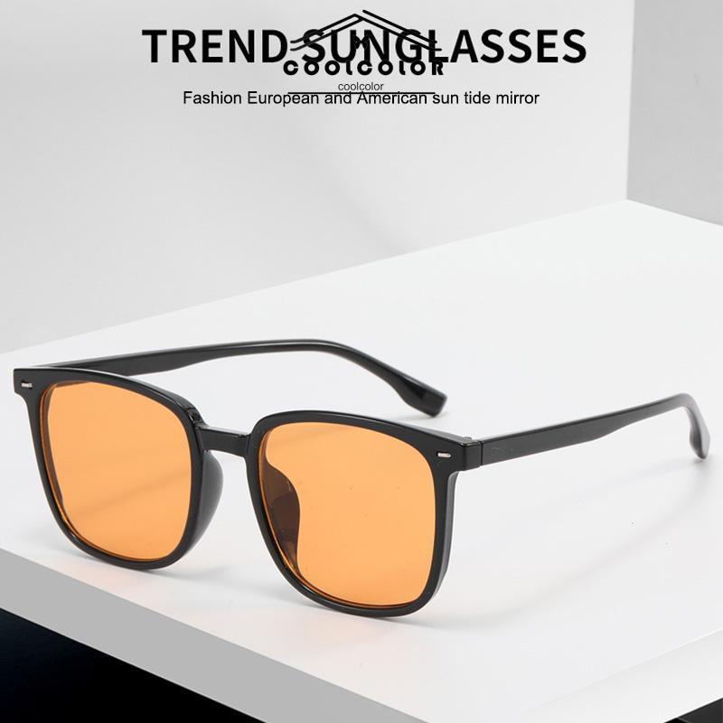 COD❤️Kacamata Hitam Anti Radiasi Kacamata Korea Fashion Retro Bingkai Hitam Sunglasses Untuk Wanita/Pria- cl