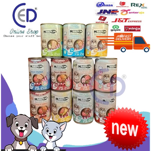 makanan kucing kaleng markotops wet food kitten &amp; adult 400gr free ongkir   ( WAJIB DENGAN BUBBLE WRAPS)