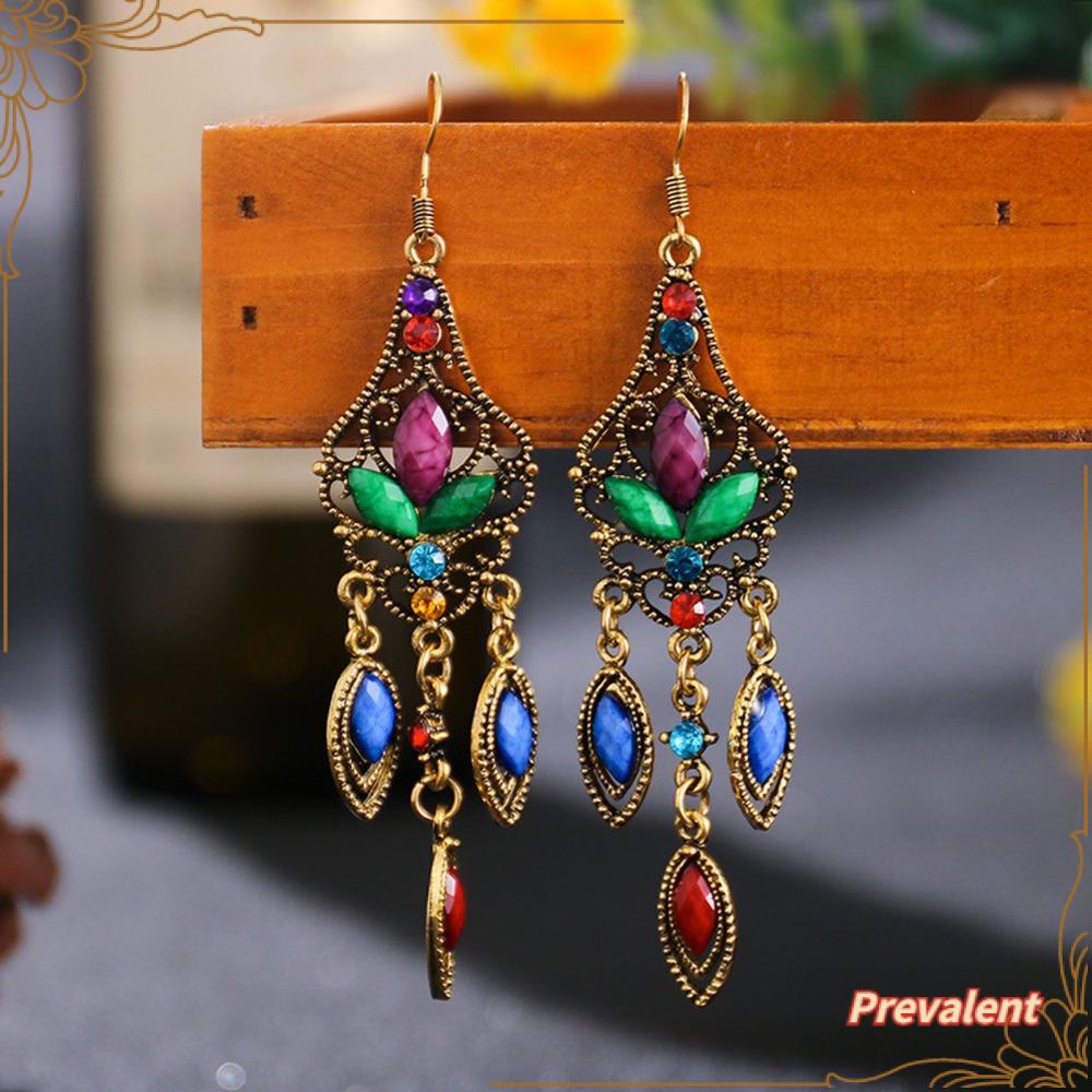 Anting PREVA 2021hiasan India Bunga Berlian Imitasi Vintage Alloy