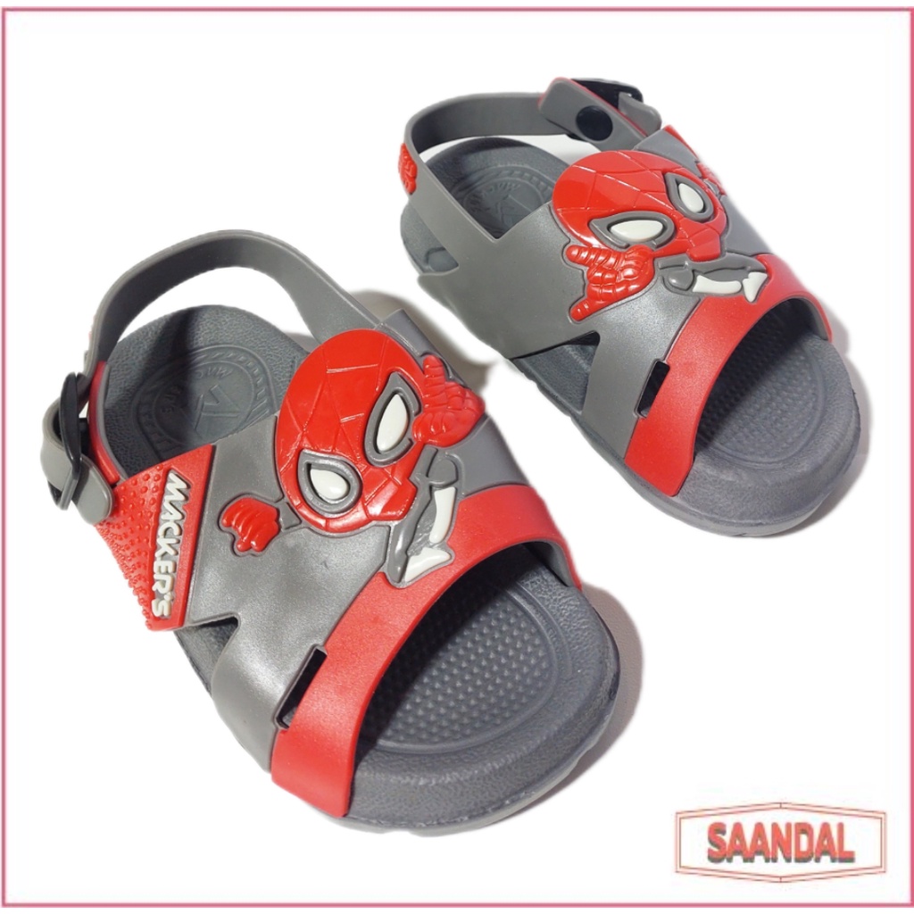 Sandal Selop Tali Spiderman Balita Laki-laki Mackers Anti Licin Ukuran 20-25