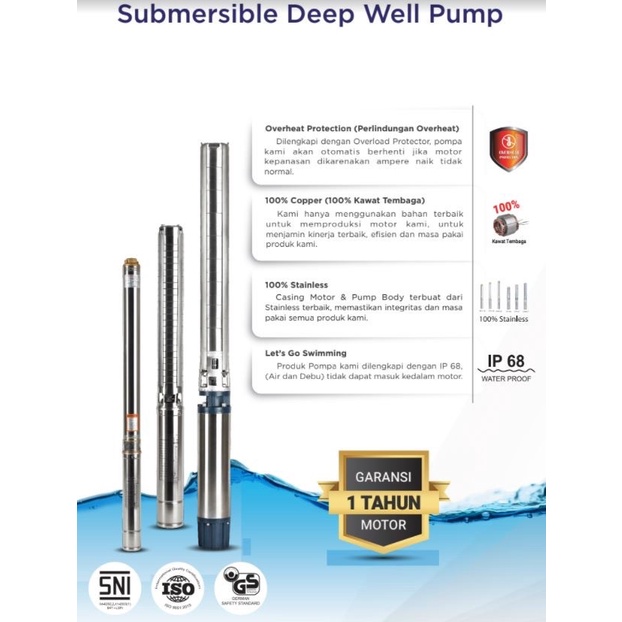 Pompa Celup Sumur Dalam Sibel Satelite York 6 Syk 17-9 T Ss -7.5Hp