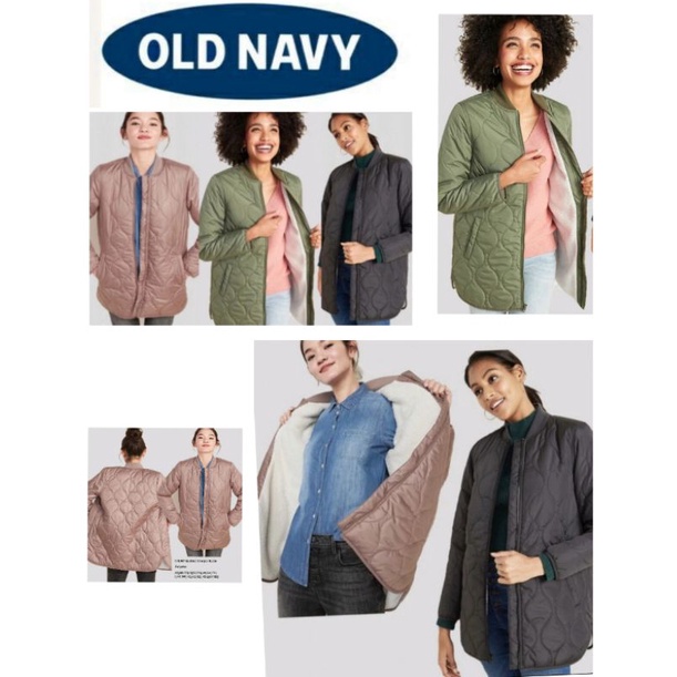 Jacket Wanita Oldnavy WATER RESISTANT Sherpa Lined UNISEX Quilted Original Branded