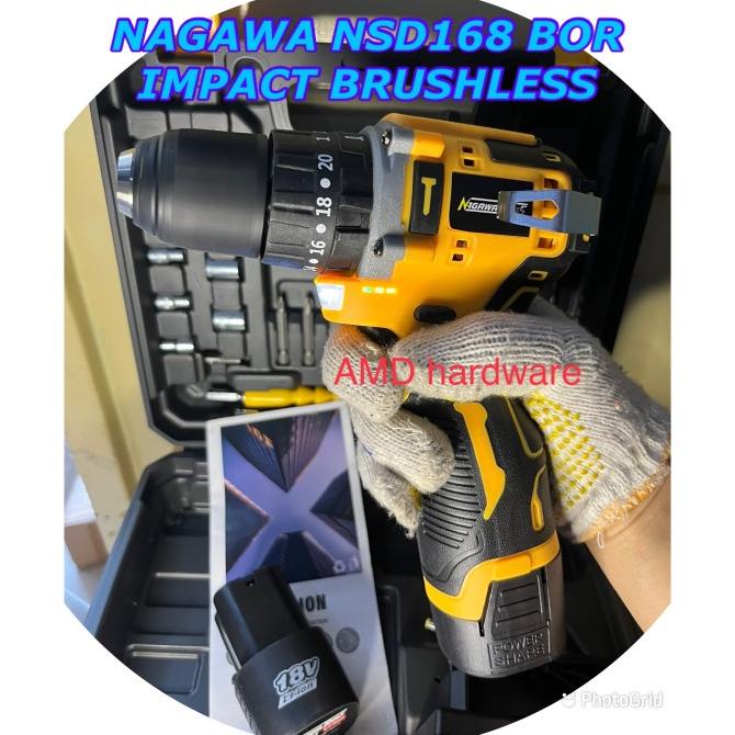 NAGAWA NCD168 Mesin Bor Baterai 16V Cordless Drill 10mm SET + Mata Bor