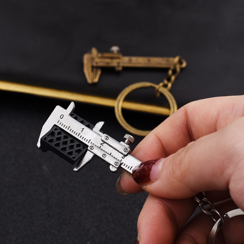 [Harga Grosir] 2in1 Logam Kreatif Vernier Caliper Hias Liontin Gantungan Kunci Pria Untuk Mobil Keyring, Tas Portable Wanita Mengukur Gauging Alat Fashion Populer Gantungan Kunci