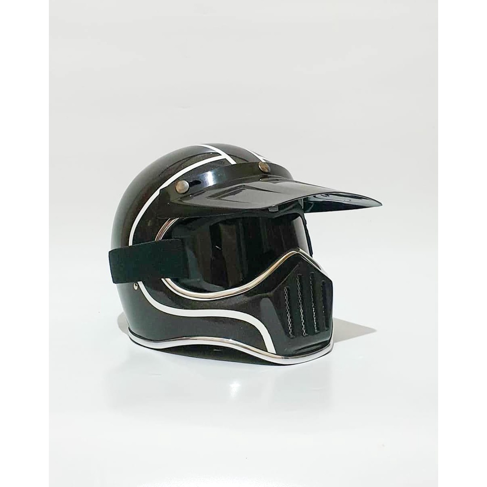 HELM CAKIL CUSTOM WARNA STRIP PUTIH