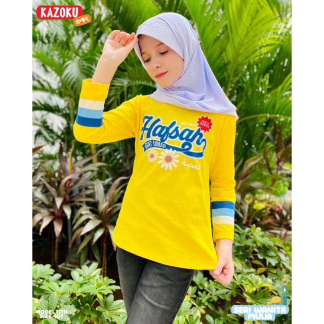 KAOS KAZOKU SERI WANITA MULIA  kaos lengan panjang anak perempuan yang trendi dan nyaman di pakai KAZOKU kaos sahabat nabi islam