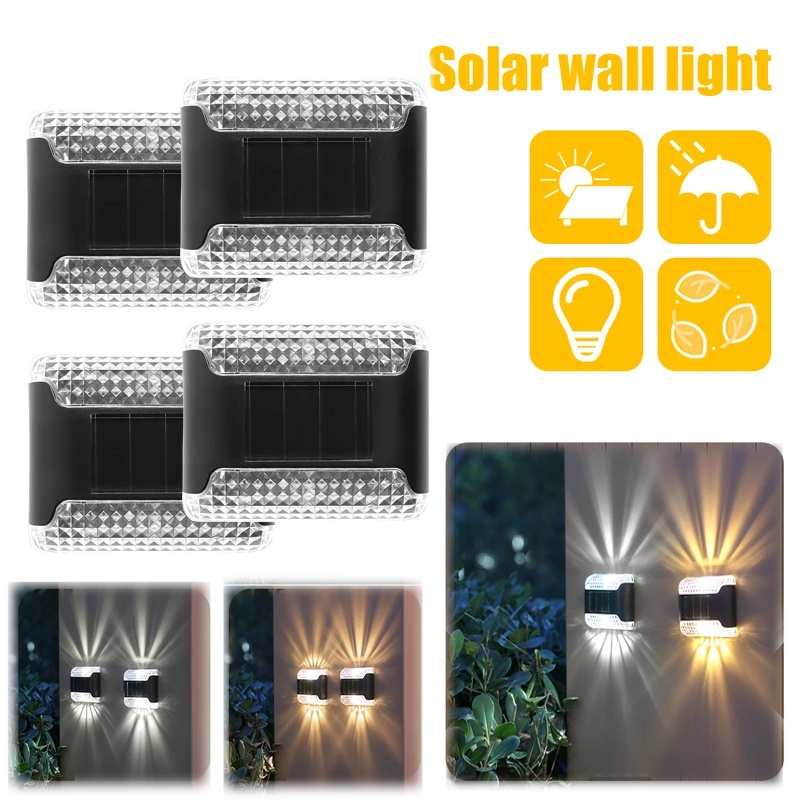 [Unggulan] Lampu Dinding Solar 2led ],Smart Sensing Automatic Switch Lamp, Cahaya Putih Efek Pencahayaan Hangat Penerangan Hias,Lampu Injak Dinding Pintu Teras Taman Outdoor Waterproof