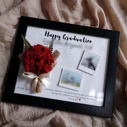 bouquet in frame dried flower 5R 6R 8R 10R Edelweis / Bunga abadi / Bunga Kering / Buket / Bucket / 