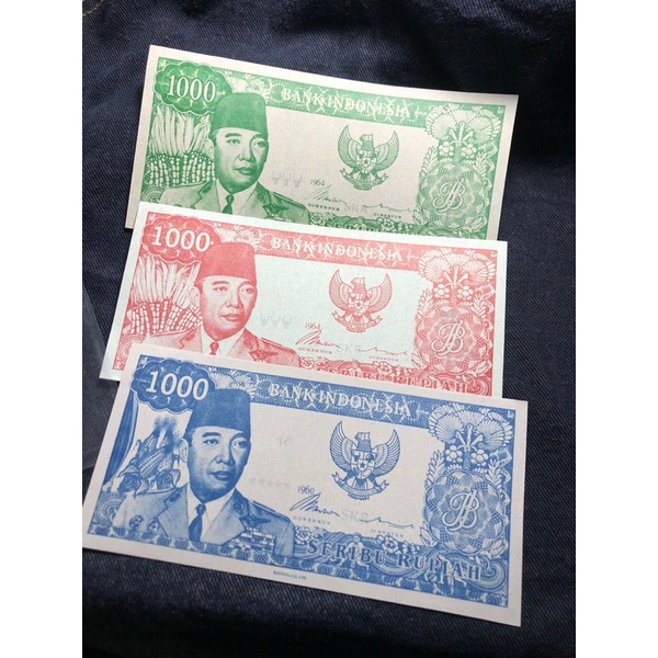 Uang Kertas Soekarno 1000 Rupiah Walisongo 3 lembar