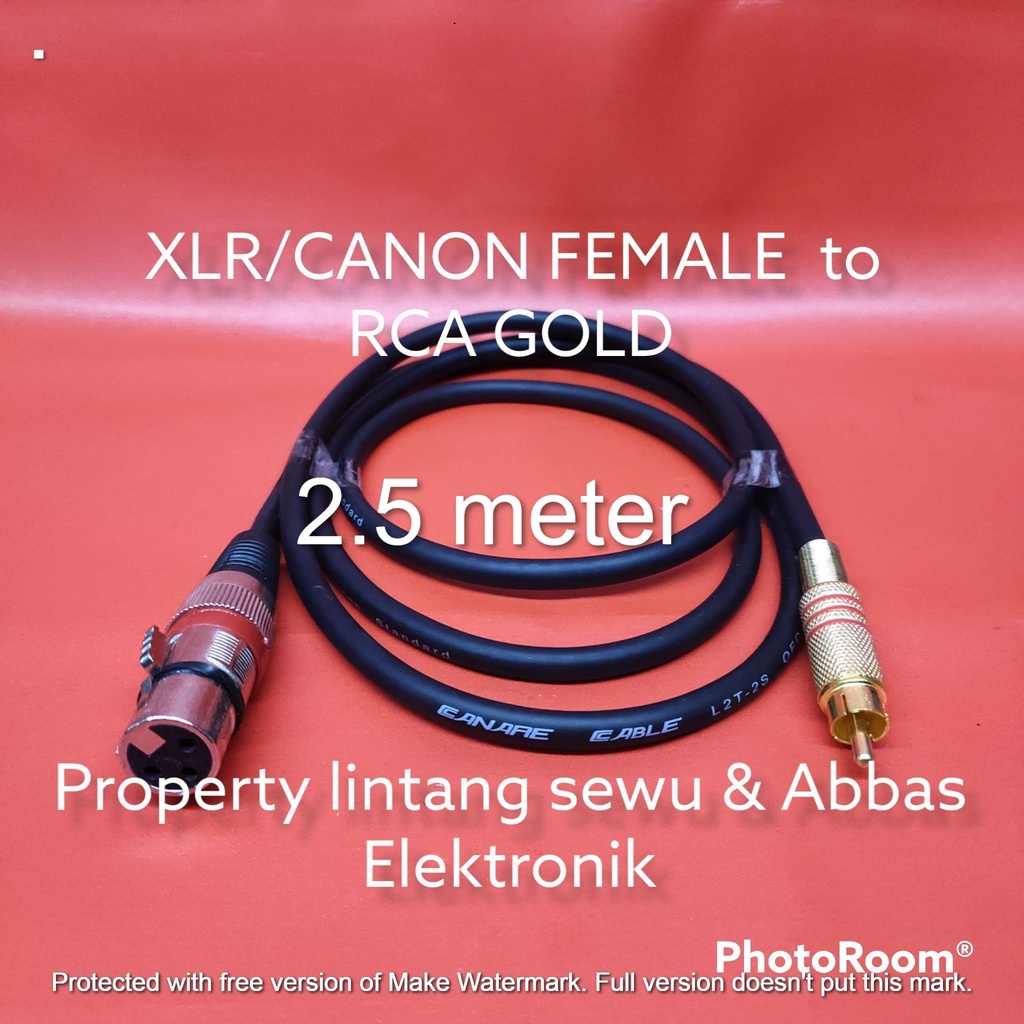 KABEL JEK RCA GOLD TO XLR CANON FEMALE 2.5 METER